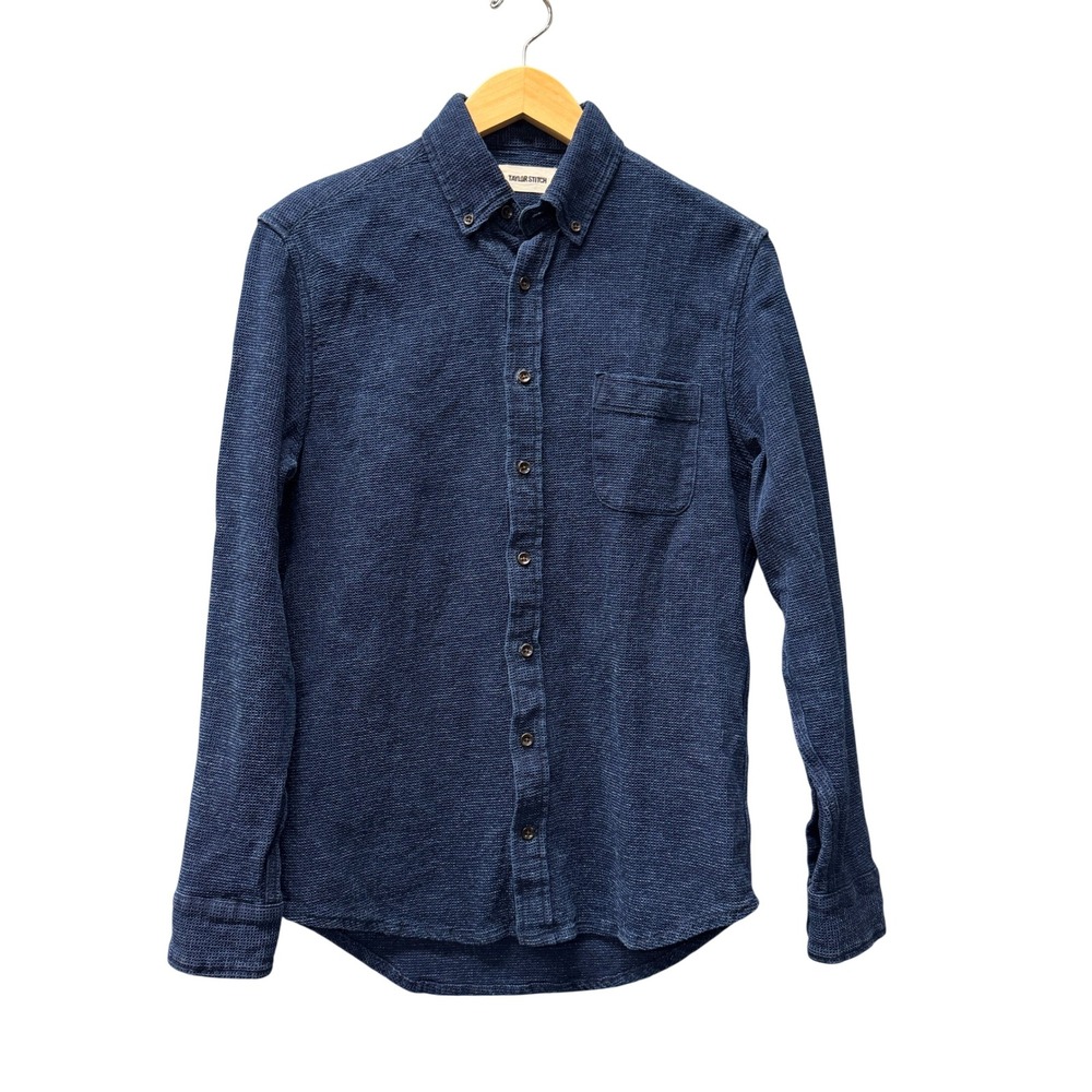 Taylor Stitch Jack Button Down Shirt Mens XS Indigo Blue Waffle Organic Cotton
